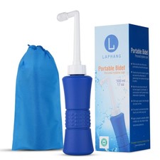 XL Portable Bidet 500ml Blue Peri Bottle Waterproof Pouch Cap Postpartum