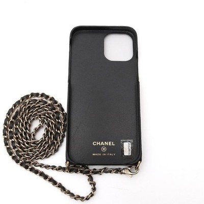 Chanel Matelasse Lambskin Phone Case Black Chain Shoulder