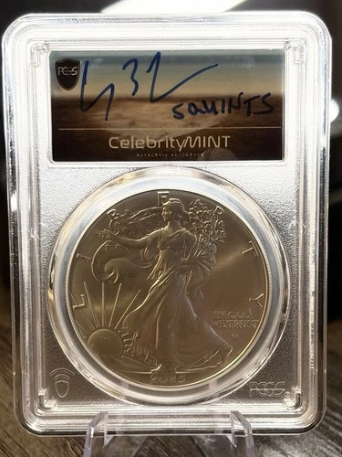 Celebrity Mint 2025 ASE Gem BU Silver Eagle Sandlot Channcey Leopardi Squints