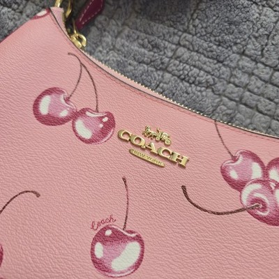 Authenic Coach Pink Cherry Print Teri Shoulder Bag Purse w