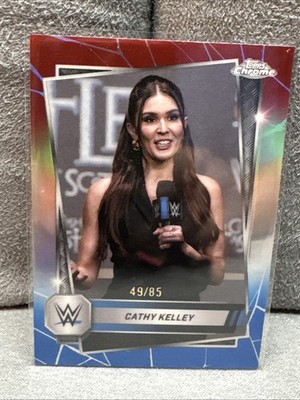 2025 Topps Chrome WWE - Cathy Kelley #153 Red White & Blue Refractor /85