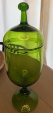 MCM Vintage Green Italian 17 Apothecary Candy Jar Dish Pedestal