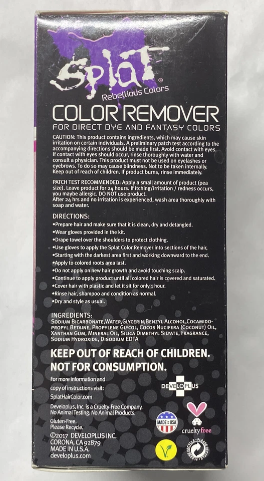 Removedor de color de tinte de cabello Splat para tinte directo y colores de fantasía elimina 1-3 tonos Foto 4 de 4