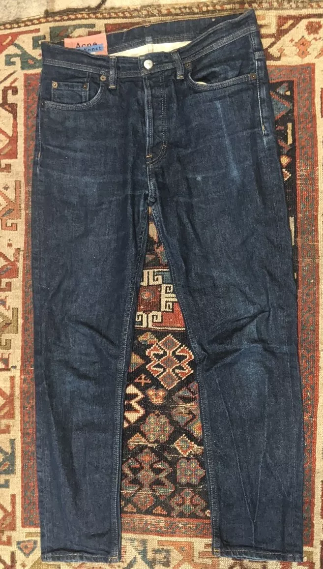 Acne Studios Ceopped Bla Konst Blue River Indigo Denim Pants Jeans