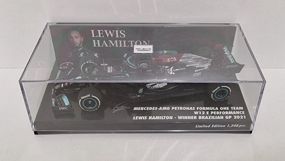 Model Car 1:43 Minichamps F1 Mercedes W12 Hamilton Winner Brazilian GP 2021 - Image 2 of 4