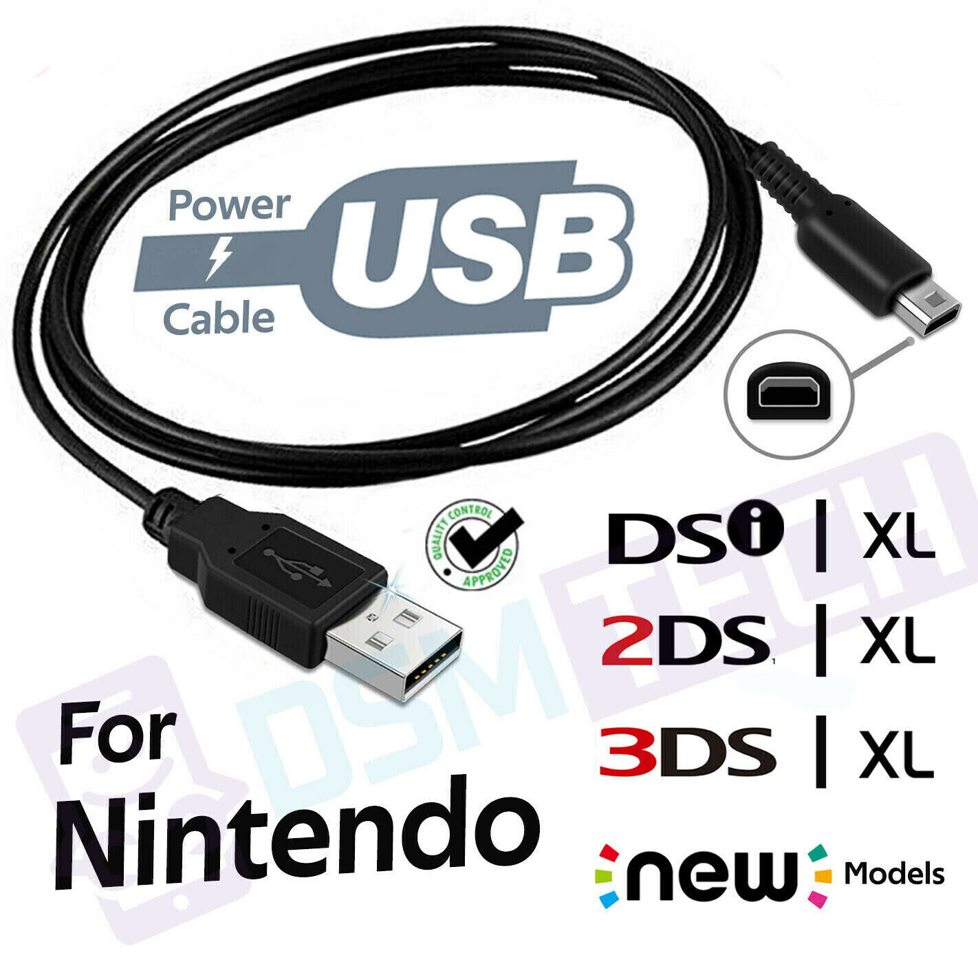 Premium Quality Nintendo DSi 2DS 3DS XL USB Power Charging Lead Charger Cable 