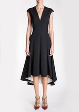 RRP £650 Stella McCartney Black Midi Dress UK6 Tailored Fit Flare Work Office 