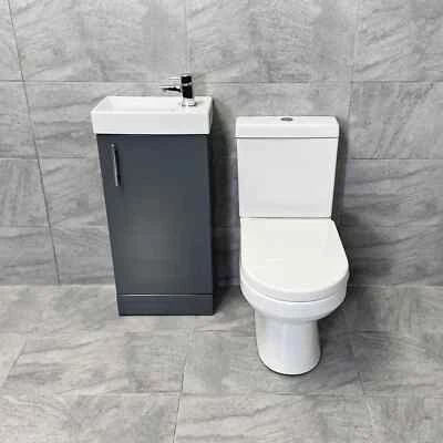 400mm Cube Cloakroom White or Grey Vanity Basin Sink Unit With Toilet Ensuite
