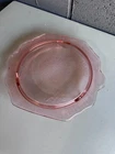 Vintage Anchor Hocking Pink Depression Glass Open Rose Mayfair Footed Cake Plate