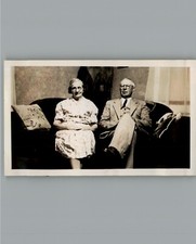 Antique 1940's Grandparents Sitting Together - Black & White Photography Photo