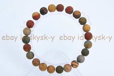Matte 6/8/10mm Multicolor Picasso Jasper Round Beads Elastic Bracelet 7.5'' AAA