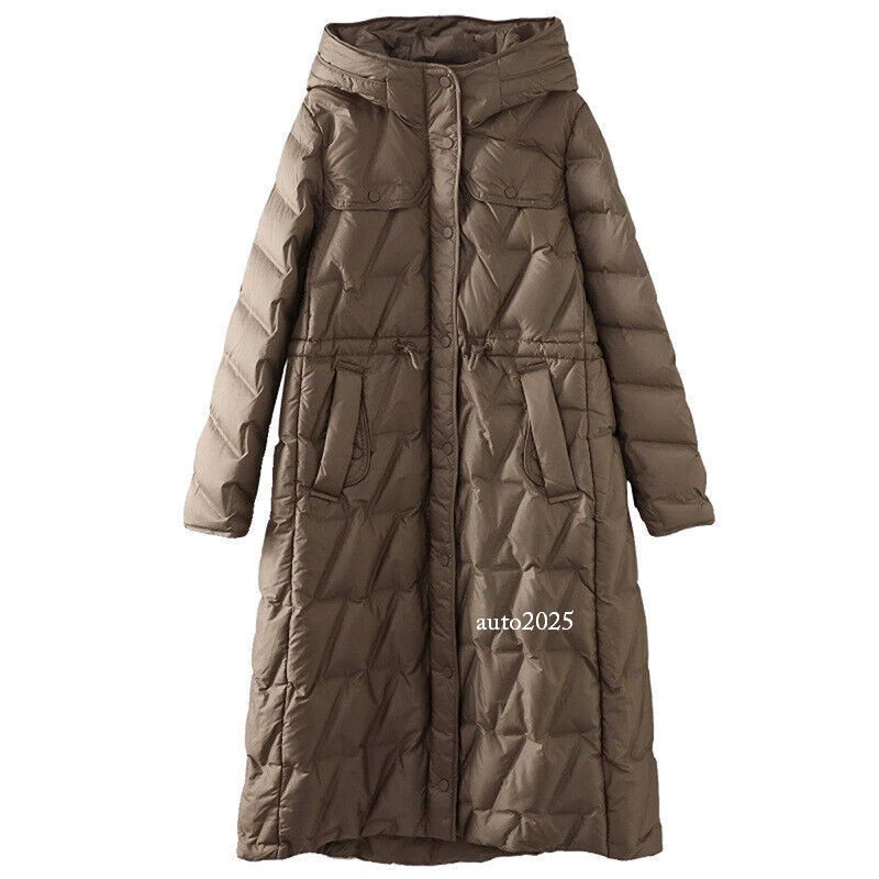 OFF WHITE Piumino donna invernale 90% bianco piumino d'anatra con cappuccio lungo sciolto caldo cappotto