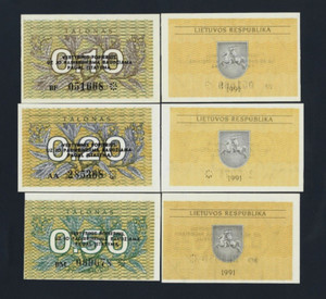Lithuania 0.10 0.20 0.50 Cents 10 20 50 UNC 3 Pcs Set P-29 P-30 P-31 1991 HORSE