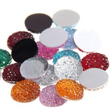 200 Mixed Color Resin Round Flatback Dotted Rhinestone Gem Beads 8mm 0.31"
