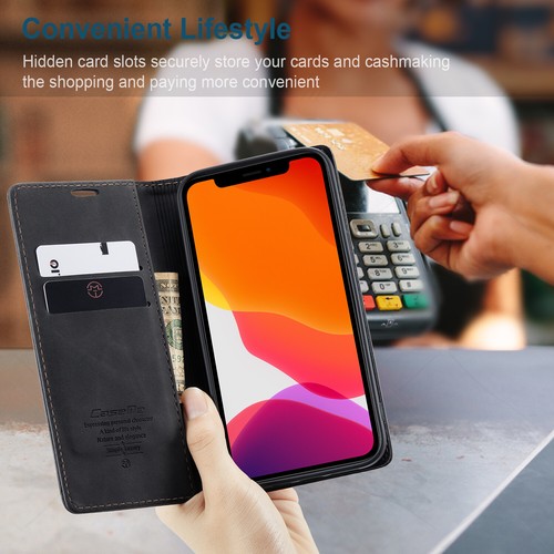 For iPhone 11/12 Pro Max XR/8/7/SE Flip Card Holder Stand Wallet Case Cover - Photo 6 sur 23