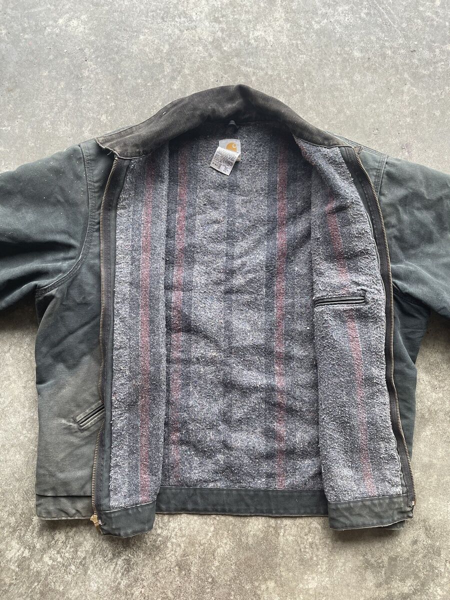 Vtg Carhartt J01 BLK Distressed Blanket Lined Detroit Vtg Carhartt J01 BLK Distressed Blanket Lined Detroit