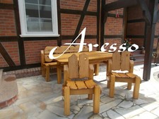 Rustikale  Gartenmöbel  Massivholz Terrassenmöbel Sitzgarnitur Sitzgruppe Eiche