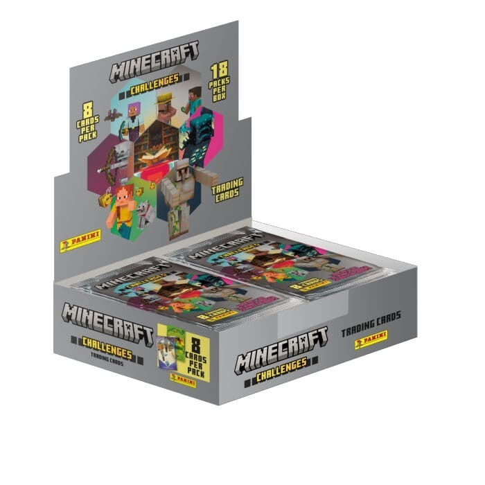 Minecraft Challenges présentoir boite de pochettes de cartes à ouvrir entre amis le mercredi