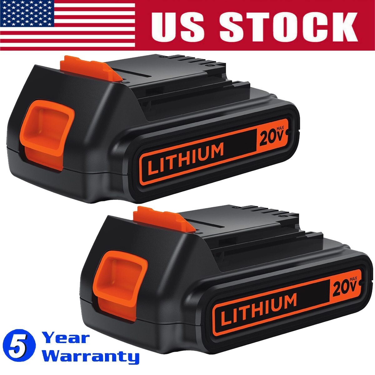 2-Pack Black & Decker 20V LBXR20 LBXR2020 3.8Ah Li-Ion MAX Battery