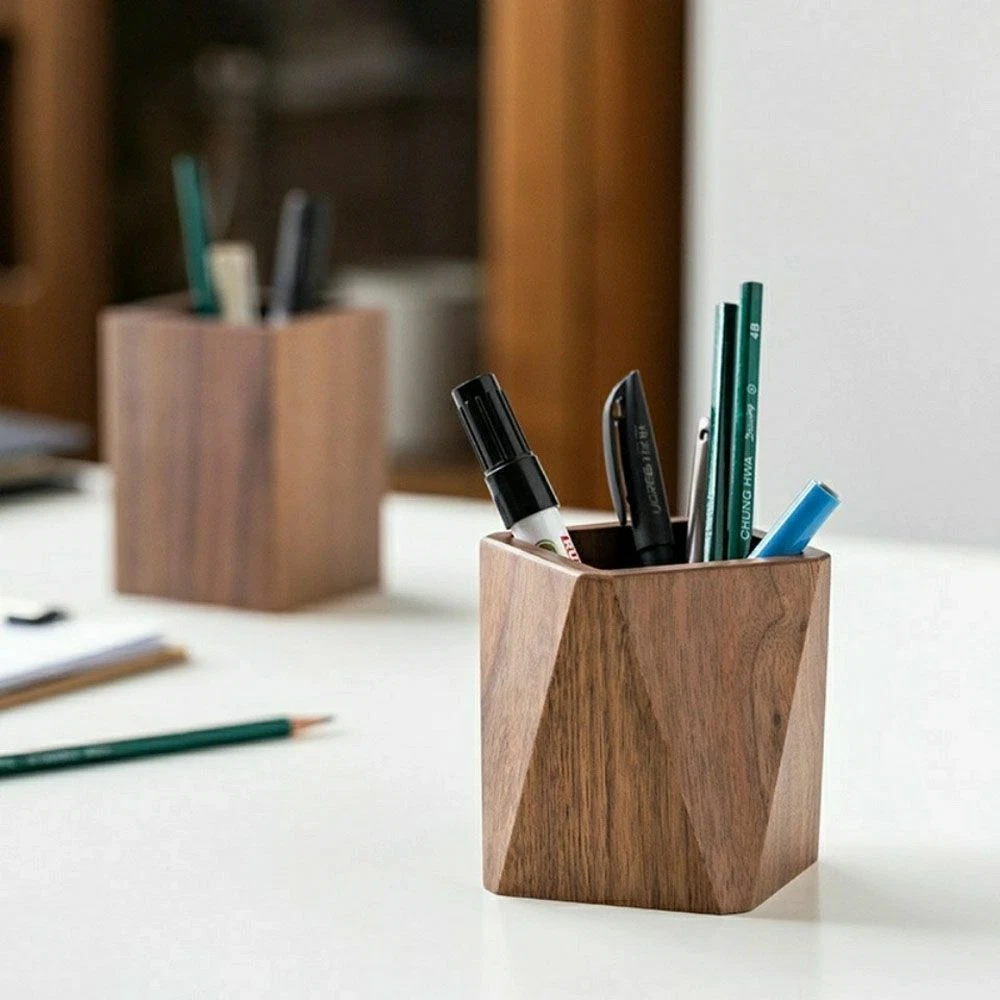 Wooden outlet pen holder