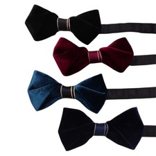 Men Elegant Velvet Soft Bow Neck Tie Wedding Party Tuxedo Shirt Business Bowtie