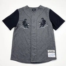 Men’s HUF Worldwide Short Sleeve Wool Baseball Jersey Size Medium