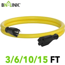 BN-LINK 3/6/10/15Ft Outdoor Extension Cord 12/3SJTW Heavy Duty Weather Resistant
