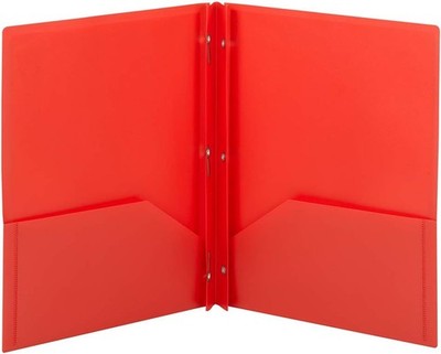 Smead Poly Two-Pocket Folder, Three-Hole Punch Prong Fasteners, Letter Size,