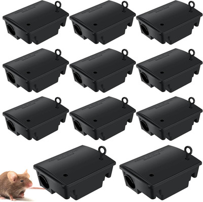 12 Packs Mouse & Rat Bait Station with Keys Rat Bait Box Outdoor Mouse Trap Rode