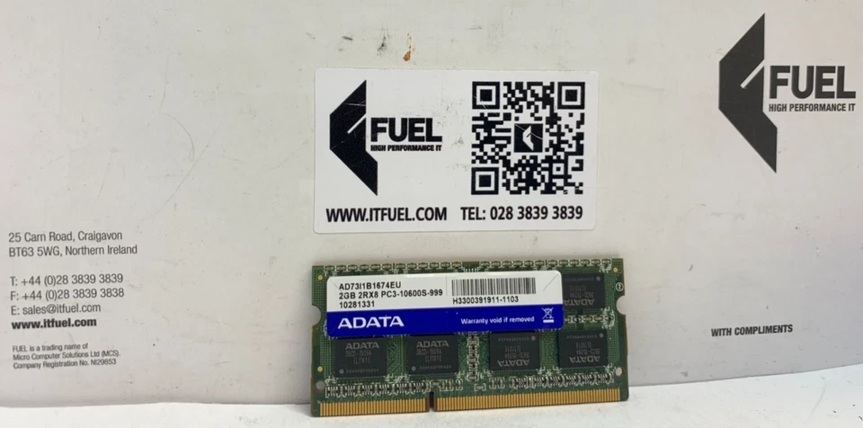 Adata  2GB  DDR3  SDram memory module   PC3-10600  -  H3300391911-1103 - Image 2 of 3