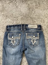 Rock Revival Abrienda Jeans Womens 26 Distressed Skinny Blue Embellished Pockets