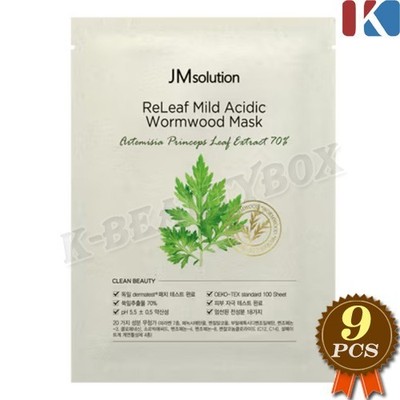 JM SOLUTION ReLeaf Mild Acidic Wormwood Mask 30ml x 9pcs Soothing Mask K-Beauty
