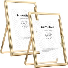 Gold 4x6 Floating Frame 2pack for picture 2x3'',3.5x5'' ,Adjustable Tabletop/...