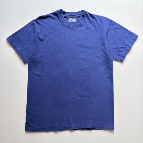 Vintage 90s Hanes Beefy T Shirt Size Medium Blue Blank Single Stitch Made In USA