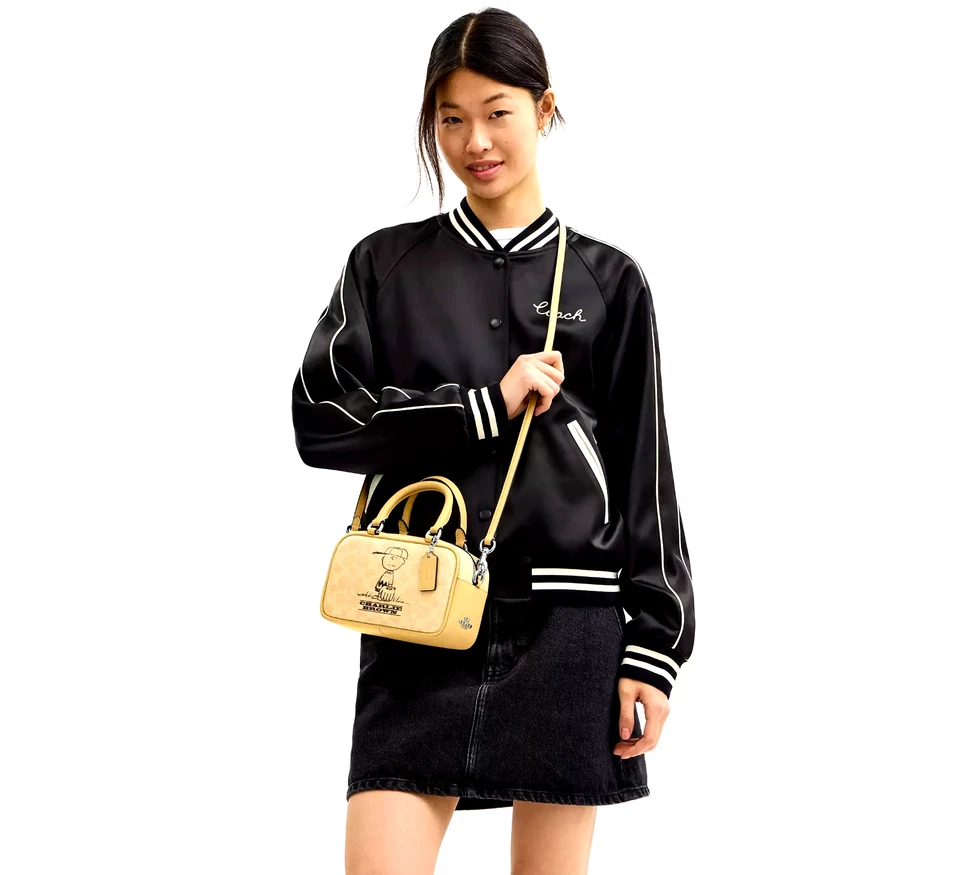 Bolso Bandolera Coach X Peanuts Nuevo con Etiquetas Firma Lona Charlie Marrón CBJ63 Foto 2 de 4