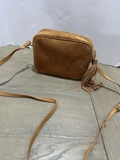 Mark and Graham Build Your  Crossbody Handbag Camel Suede MONO removed