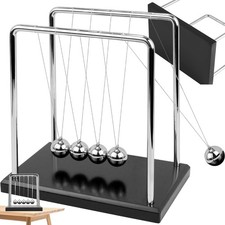 Klassisches Newton Kugelstoßpendel, Groß Newton Pendel 18Cm, 5 Kugeln, Physik De