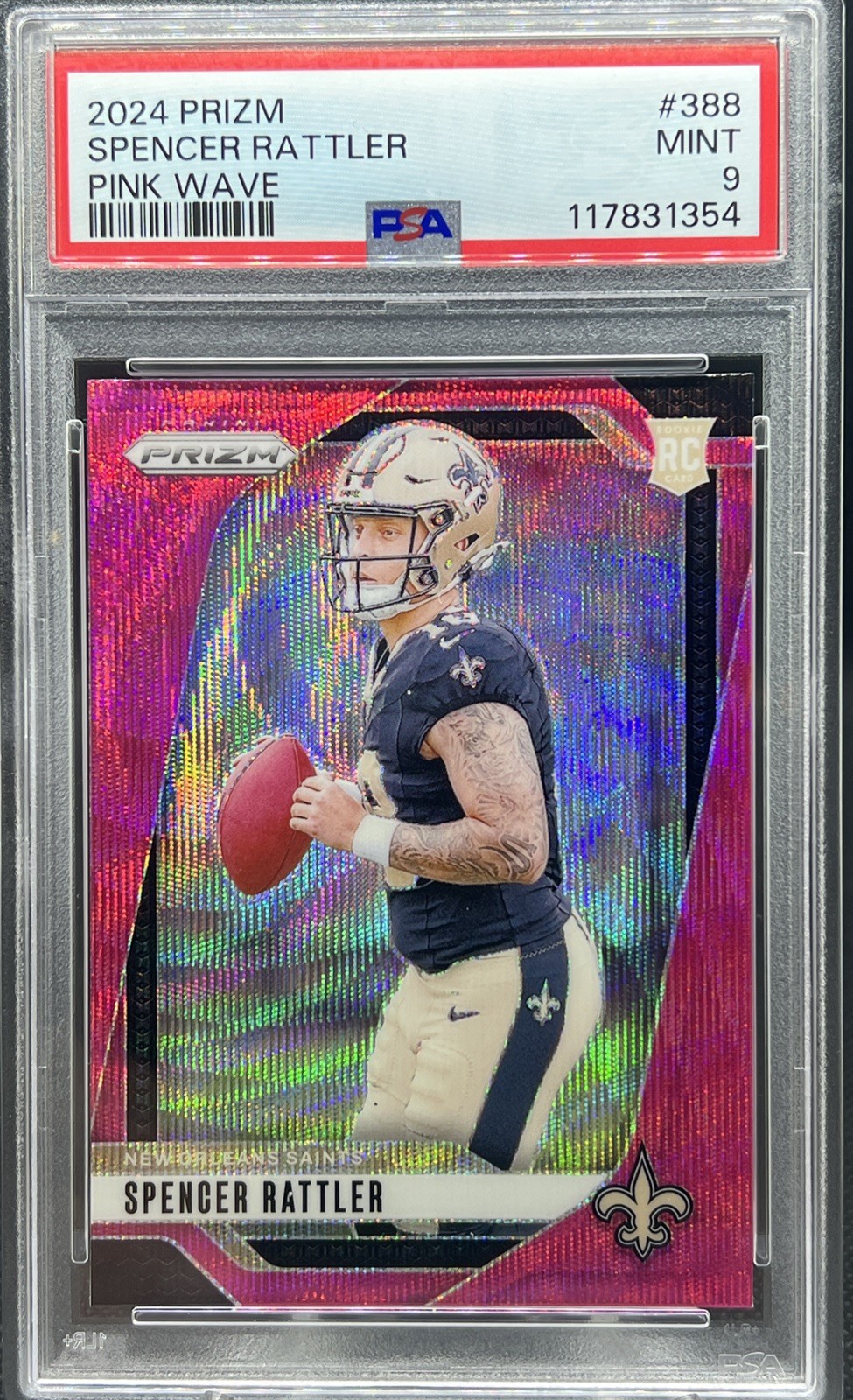 2024 PANINI PRIZM PINK WAVE #388 SPENCER RATTLER PSA 9