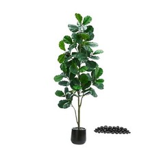 Artificial Fiddle Leaf Fig Tree：Tall Faux Ficus Lyrata Plant Fake 6FT 1 Black
