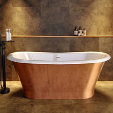 Image of Copper Effect Freestanding Double Ended Bath 1690 x 800mm - Helmsley HELMCO1690