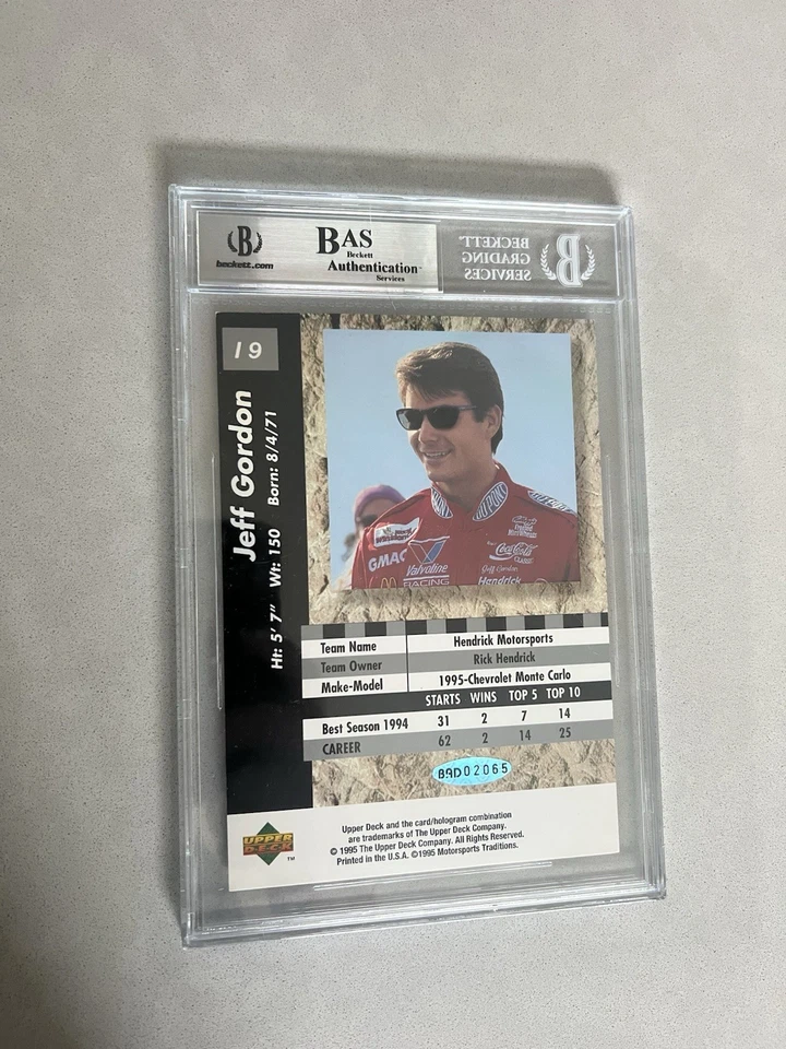 Jeff Gordon 签名封装卡 Beckett BAS 认证板 Upper Deck /1500 — 第 2/2 张图片