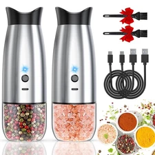 Gravity Electric Salt and Pepper Grinder Set, USB Rechargeable, No Battery Ne...
