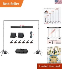 Adjustable Backdrop Stand 10x8.5ft Heavy Duty With 2 Sandbags, 7 Widths, As...