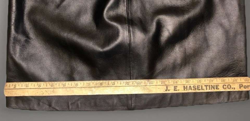 Falda lápiz Valerie Stevens vintage 100 % cuero genuino talla 12 forrada en negro Foto 3 de 4