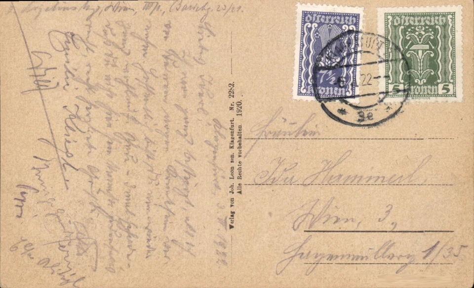 AK 1920 -KARAWANKENBAHN- HOLLENBURG- Bahnlinie +ehemalige Holzbrücke- Maria RAIN - Bild 3 von 3