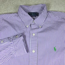 Ralph Lauren Shirt Mens XL Purple White Striped Cotton Button-Down Classic Fit