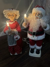 Telco MOTION-ettes Animated Santa & Mrs Claus Figures Candle Vintage 24" VIDEO