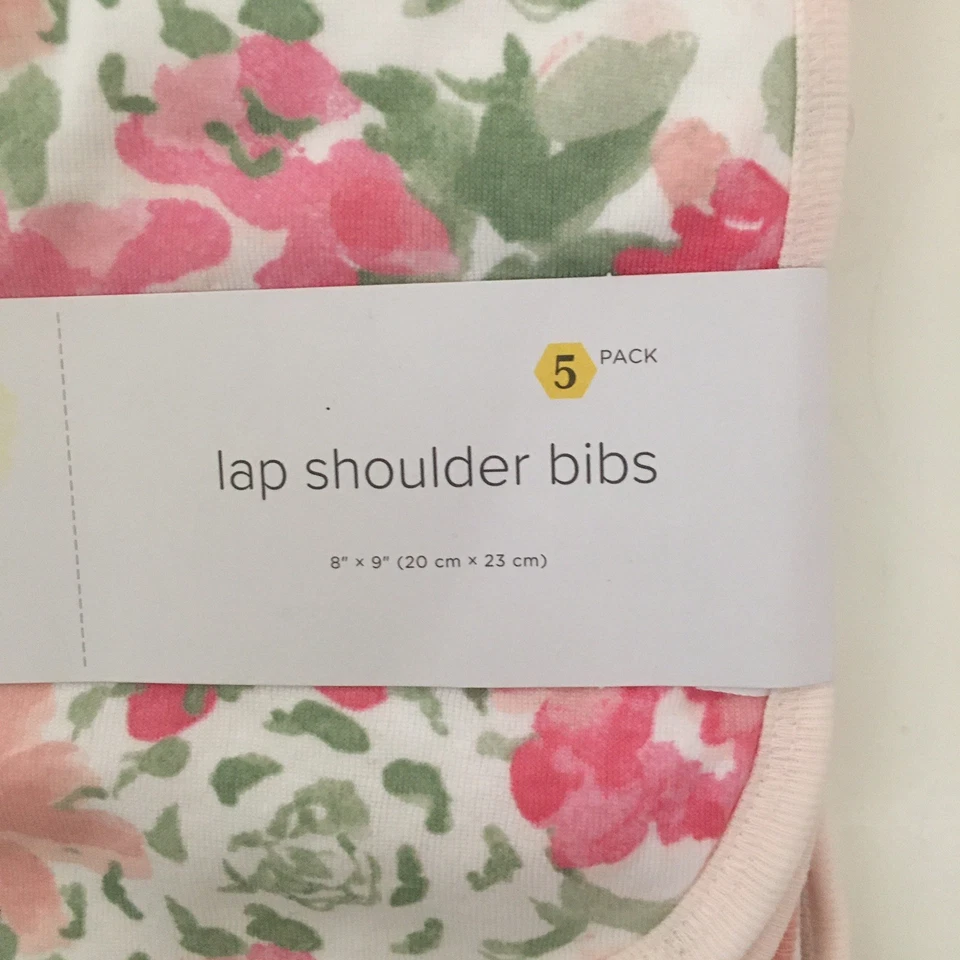 全新 Burt’s Bees 5 翻肩围兜有机棉粉色花卉纯色条纹 — 第 4/4 张图片