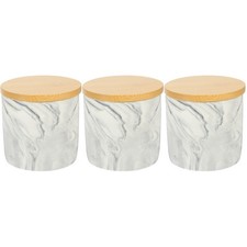 3pcs Countertop Salt Container Kitchen Food Storage Jar Ceramic Coffee Canister