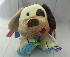 Taggies Buddy Yellow Blue Polka Dot Spot Puppy Dog Tag Lovey Baby Plush